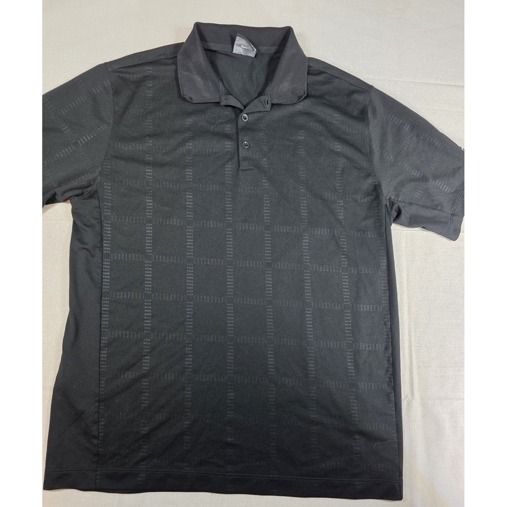 Nike Golf Mens‎ Dri Fit Polo Large Black Pickleball Sports Athleisure Classic